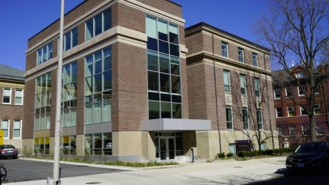 An exterior shot of the addition to the Chem Annex.