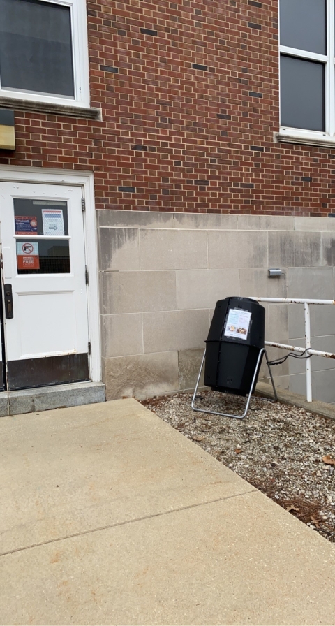 Location of compost tumbler on the west side of the National Soybean Research Center