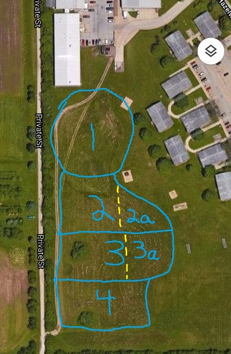 aerial photo of Meadow Area with six sub-sections marked
