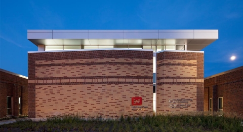 Elevation view of the west facade fo the building addition.